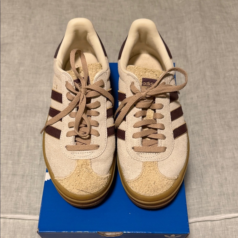 Adidas Beige and Brown Maroon Sneakers